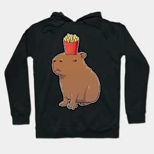 Capybara with French Fries on its head Hoodie